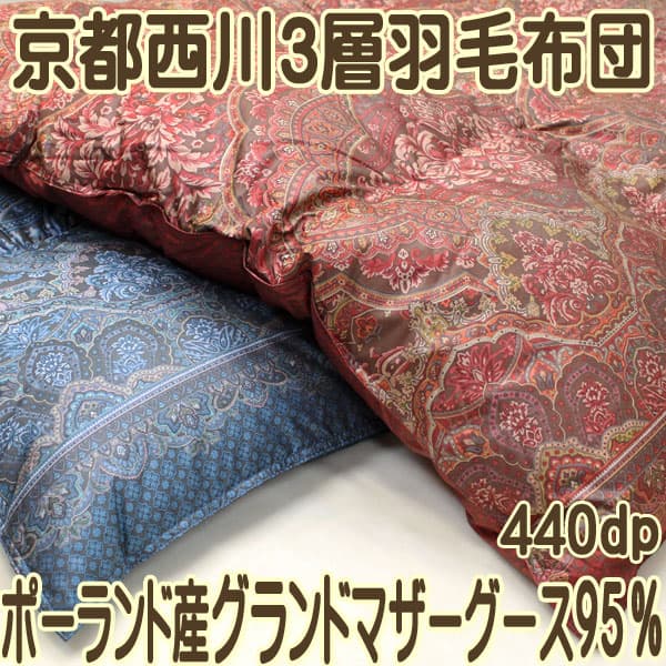 京都西川 ローズ 高級肌がけ羽毛布団シングル 未使用 - 布団/毛布